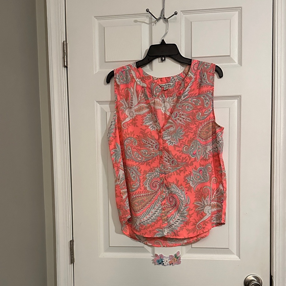 American Eagle Outfitters Coral Paisley Blouse